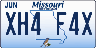 MO license plate XH4F4X