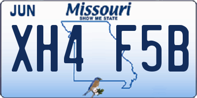 MO license plate XH4F5B
