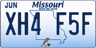 MO license plate XH4F5F