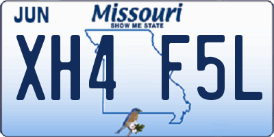 MO license plate XH4F5L