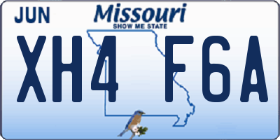 MO license plate XH4F6A