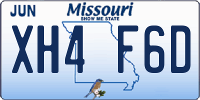 MO license plate XH4F6D
