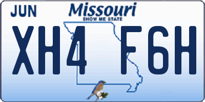 MO license plate XH4F6H
