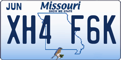 MO license plate XH4F6K