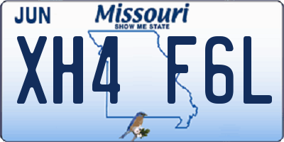 MO license plate XH4F6L
