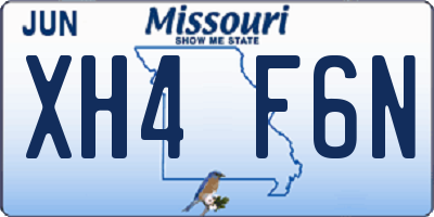 MO license plate XH4F6N