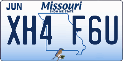 MO license plate XH4F6U