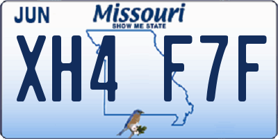 MO license plate XH4F7F