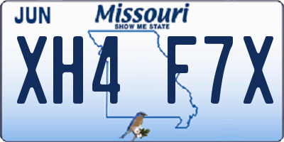 MO license plate XH4F7X