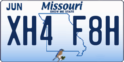MO license plate XH4F8H