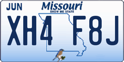MO license plate XH4F8J