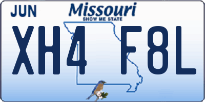 MO license plate XH4F8L