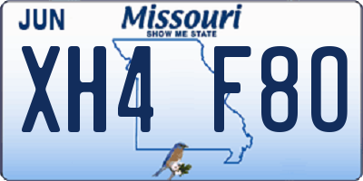 MO license plate XH4F8O