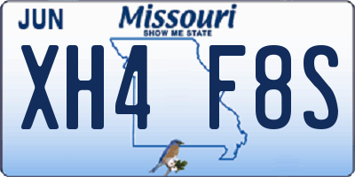 MO license plate XH4F8S