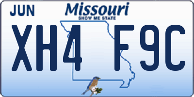 MO license plate XH4F9C