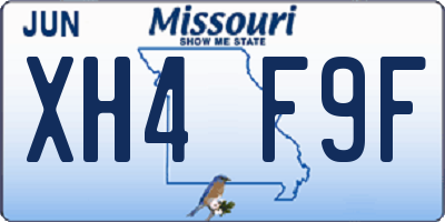 MO license plate XH4F9F