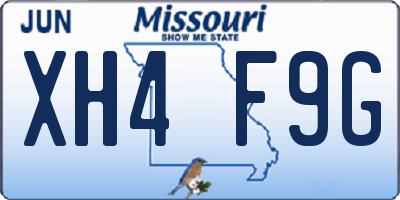 MO license plate XH4F9G
