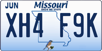 MO license plate XH4F9K
