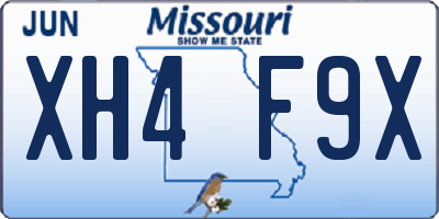 MO license plate XH4F9X