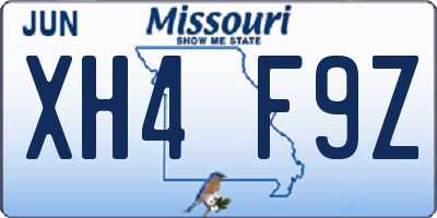 MO license plate XH4F9Z