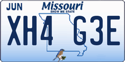 MO license plate XH4G3E