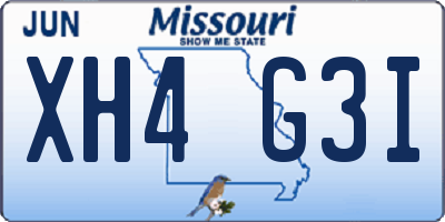 MO license plate XH4G3I
