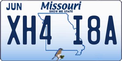 MO license plate XH4I8A