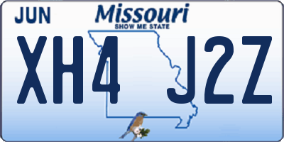 MO license plate XH4J2Z