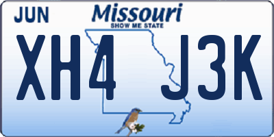 MO license plate XH4J3K