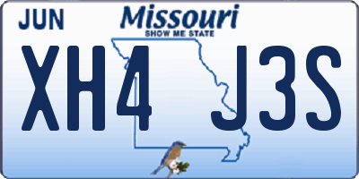 MO license plate XH4J3S