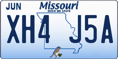 MO license plate XH4J5A