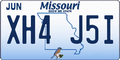 MO license plate XH4J5I