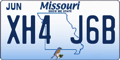 MO license plate XH4J6B