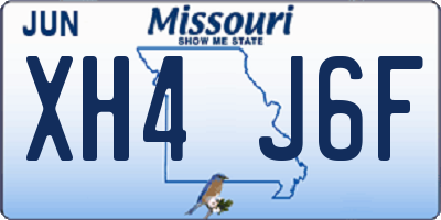 MO license plate XH4J6F