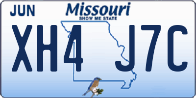 MO license plate XH4J7C