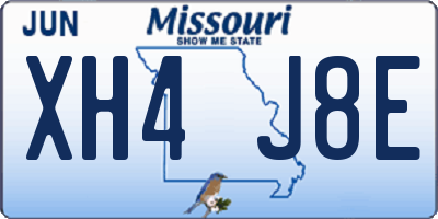 MO license plate XH4J8E