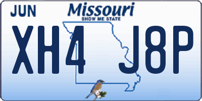 MO license plate XH4J8P