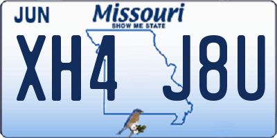MO license plate XH4J8U