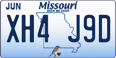 MO license plate XH4J9D