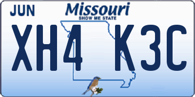 MO license plate XH4K3C