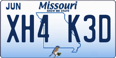 MO license plate XH4K3D