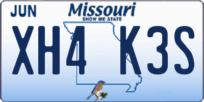 MO license plate XH4K3S