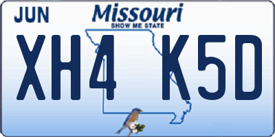 MO license plate XH4K5D