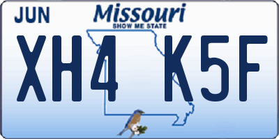 MO license plate XH4K5F