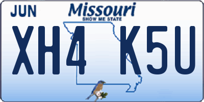 MO license plate XH4K5U