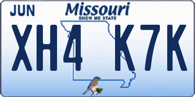 MO license plate XH4K7K