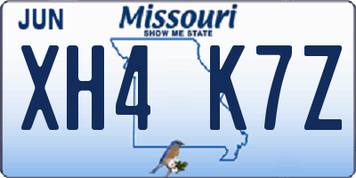 MO license plate XH4K7Z