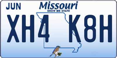 MO license plate XH4K8H