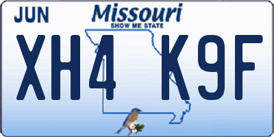 MO license plate XH4K9F