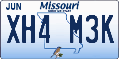 MO license plate XH4M3K